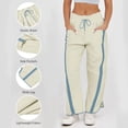thumbnail image 4 of Endives Womens Wide Leg Pants Striped Oversized Barrel Pants Lightweight Drawsting Comfy Trousers with Pockets Trendy, 4 of 6