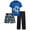 Royal Blue Game On, variant on Quad Seven Boys Pajama Set Breathable Graphic Sleep Shirt, Pajama Pants & Lounge Shorts 3 Piece