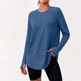thumbnail image 2 of Aezemi Women's Workout Tops Long Sleeve Soft Flowy Round Neck Shirts Curved Hem Quick Dry Comfy Sports Shirts for Hiking Running S, 2 of 8