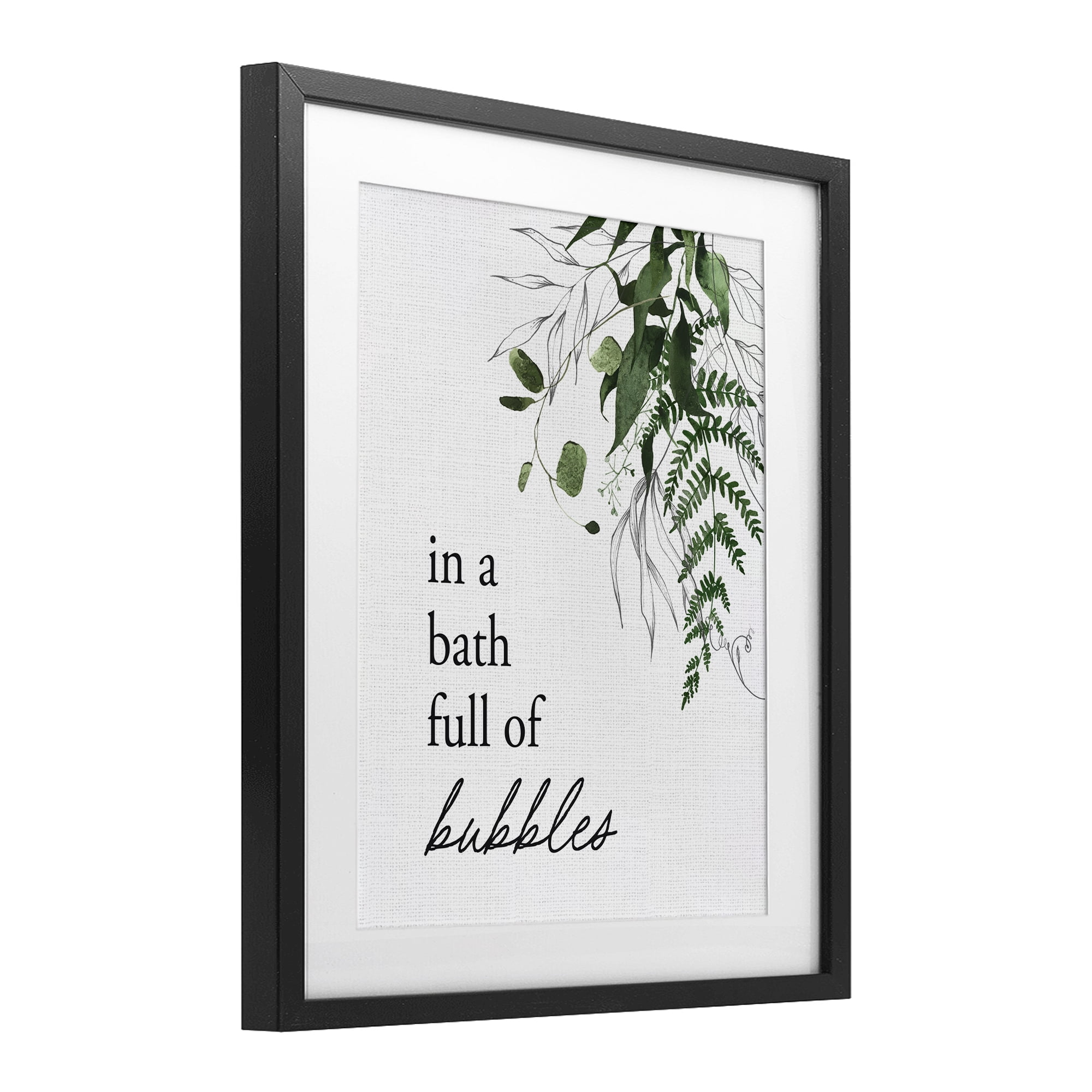 Forest Foliage Bubble Bath Black Framed Print Under Glass, design by Lettered and Lined