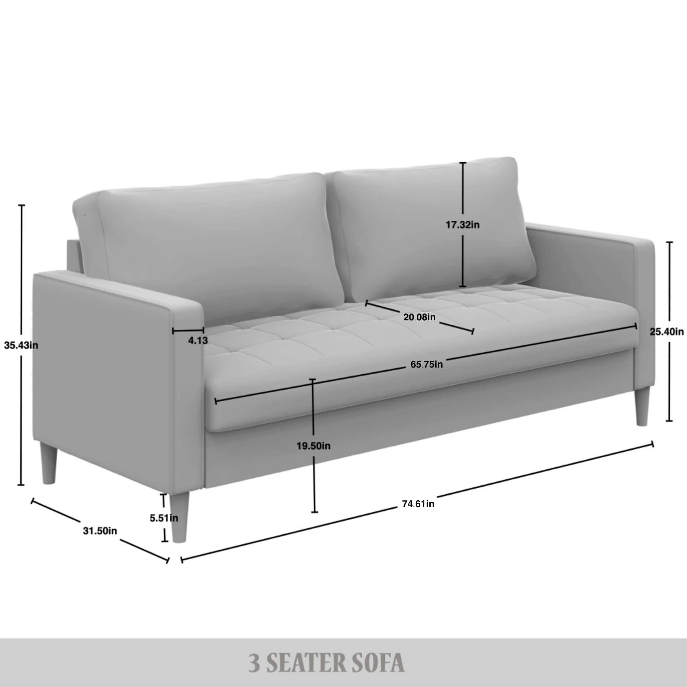 Castle Place Classic Linen Upholstered Sofa, Dark Grey