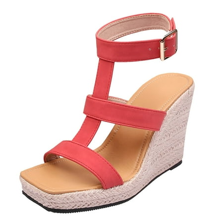 

Womens Sandals Fashion Super High Toe Wedges Heel Heeled Sandal Red 39