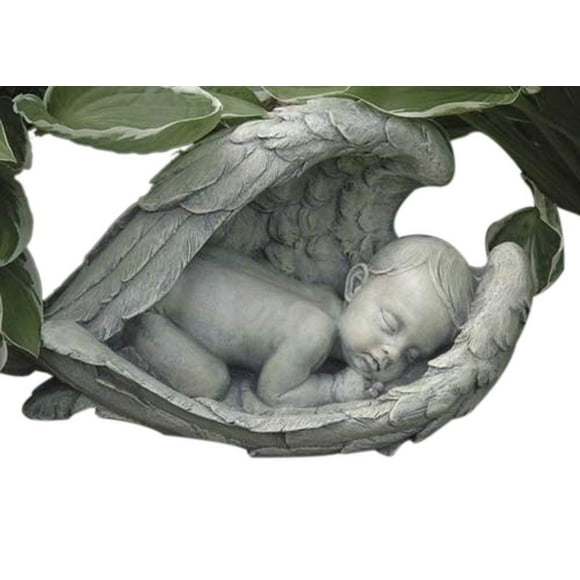 Joseph's Studio by Roman Inc, Sleeping Baby in Wings, Garden Collection, Religious Statue, Holy Family, Memorial, Angel, Patron Saint, Garden D茅cor (7x14x8)