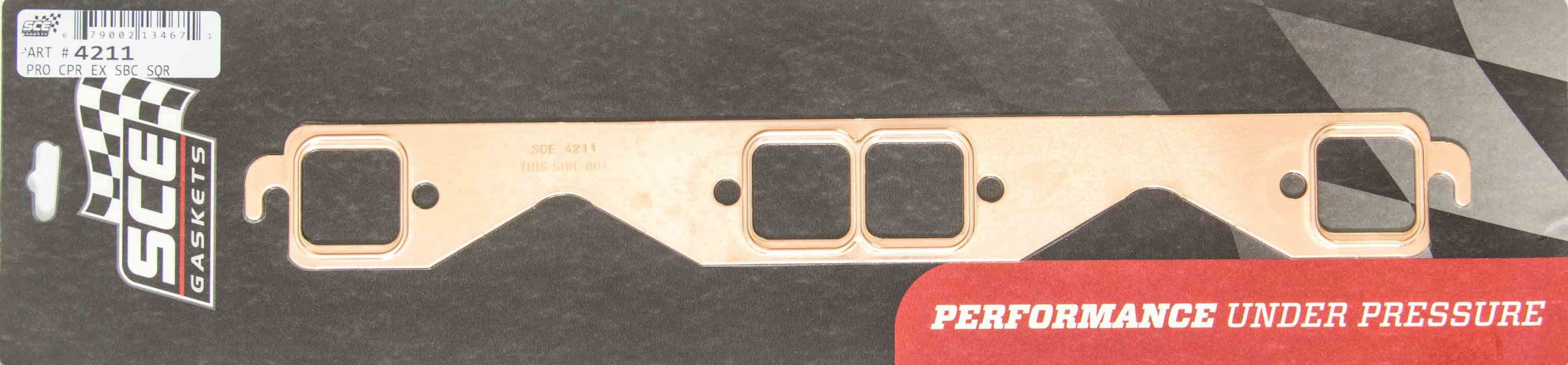 SCE Gaskets Pro Coppr Embssd Exhaust SBC With Square Port Headers