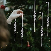 5PCS Icicle Christmas Tree Ornaments - Clear Acrylic Ice Drop Pendants, Hanging Ornaments for Tree Window Mantel Winter Holiday Decor