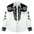 thumbnail image 4 of Mens Shirts Western Cowboys Print Long Sleeve Button Lapel Top Casual Carnival Classic Comfortable Shirt for Men White L, 4 of 4