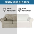 thumbnail image 4 of H.VERSAILTEX 1-Piece Luxury Velvet Sofa Stretch Slipcover, Ivory, 4 of 7