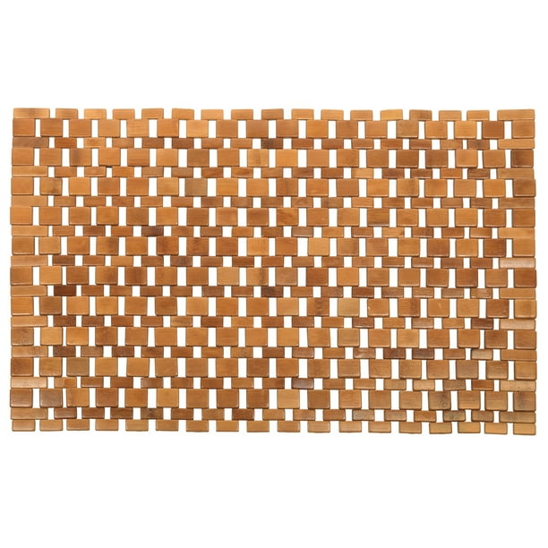 Bathroom Bamboo Wood Bath Mat Roll Up 18"x28" Souji Natural Walmart