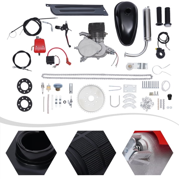 100CC 2-stroke Bicycle Motorized Full Set 44-Teeth Gas Petrol Bike Engine Motor CDI Kits for 26-inch or 28-inch Bicycles