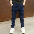 thumbnail image 2 of HAJGJP Jeans Coupe Droite Régulière pour Garçons Pantalon en Denim Décontracté Pantalon en Denim Extensible Pantalon de Printemps pour Garçons Bu2, 9-10 Ans, 2 of 7
