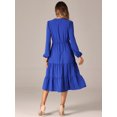 thumbnail image 3 of DARING DIVA V Neck Long Sleeve Ruffle Flowy Midi Dress S Royal Blue, 3 of 6