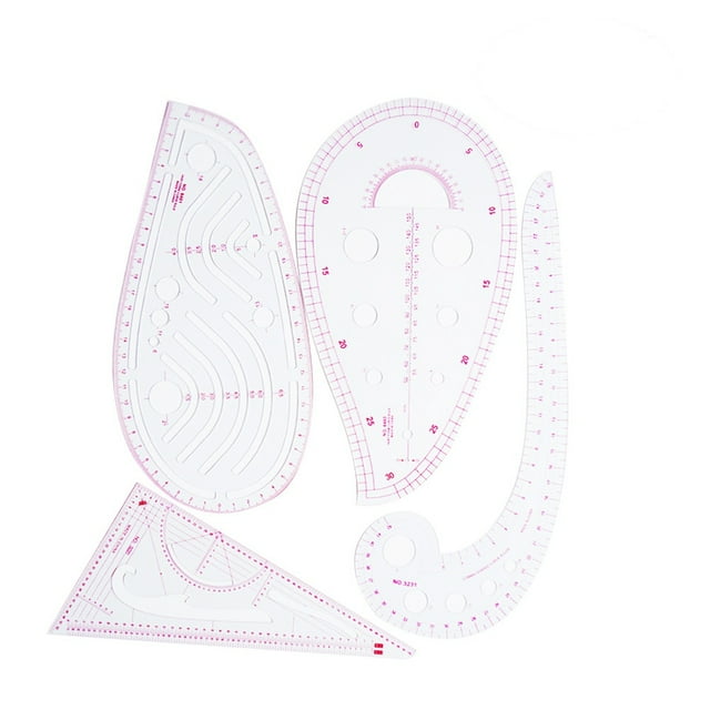Shisuyan 4 Pcs Règle Métrique Plastique Mode Ensemble de Règle Métrique Motif Courbe Règles de Gradation Mesure Ensemble d'Outils de Couture pour Bricolage Vêtements