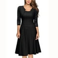 thumbnail image 1 of Robes pour Femmes 2024 Été Surdimensionnée Tempérament Manches Trois Quarts Faux Deux Pièces Encolure Patchwork Grande Jupe Robe en Dentelle Rabais de 50 % Liquidation!, 1 of 6
