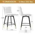 thumbnail image 6 of 26"Bar Stools Set of 3, 360°Swivel Counter Height Bar Stools Faux Leather Upholstered Barstools with Back & Metal Legs Bread grid Counter Height Barstools for Bar Kitchen Dining Room White, 6 of 13