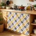 thumbnail image 6 of Moroccan Cabinet Curtain 35"Wx35"L, Dustproof Under Sink Skirt with Self Adhesive Tape, Vintage Moroccan Texture Yellow Grey Cabinet Curtain Cover for Kitchen Sink, Bathroom Vanity, Laundry Room, 6 of 9