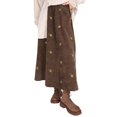 thumbnail image 3 of Women'S A-Line Fairy Patterned Elastic Waist Ruffle Layered Midi Skirt Khaki L, 3 of 9
