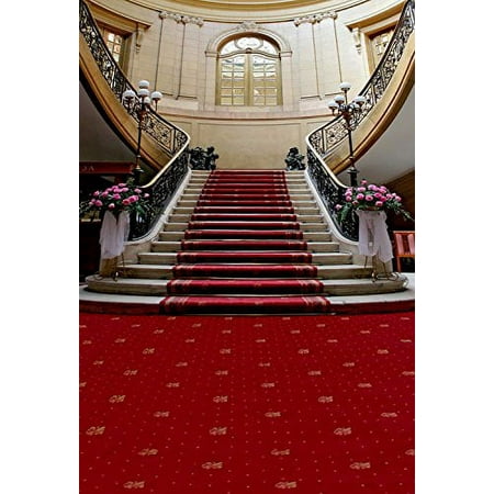 Image of ABPHOTO Polyester 5x7ft Wedding Interior Red Carpet Stairs Photography Studio Backdrop Background