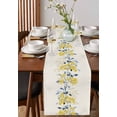 thumbnail image 4 of ERUNPONLY Yellow Fruit Table Runner - 90 Inch Long Vintage Country Leaves Berries Blue Plants Cotton and Linen Blended Dress Scarves Farmhouse Table Runner for Kitchen Dining, Coffee Table, 13"x90", 4 of 8