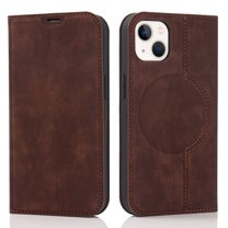 Dteck Wallet Phone Case for iPhone 14 Plus 6.7 Inch RFID Blocking Credit Card Holder Kickstand Folio Flip Cover with Magnetic Closure, Coffee