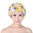 thumbnail image 1 of Gorro de baño con flores en 3D, transpirable, para deportes acuáticos, para mujer (diseño y color), 1 of 3