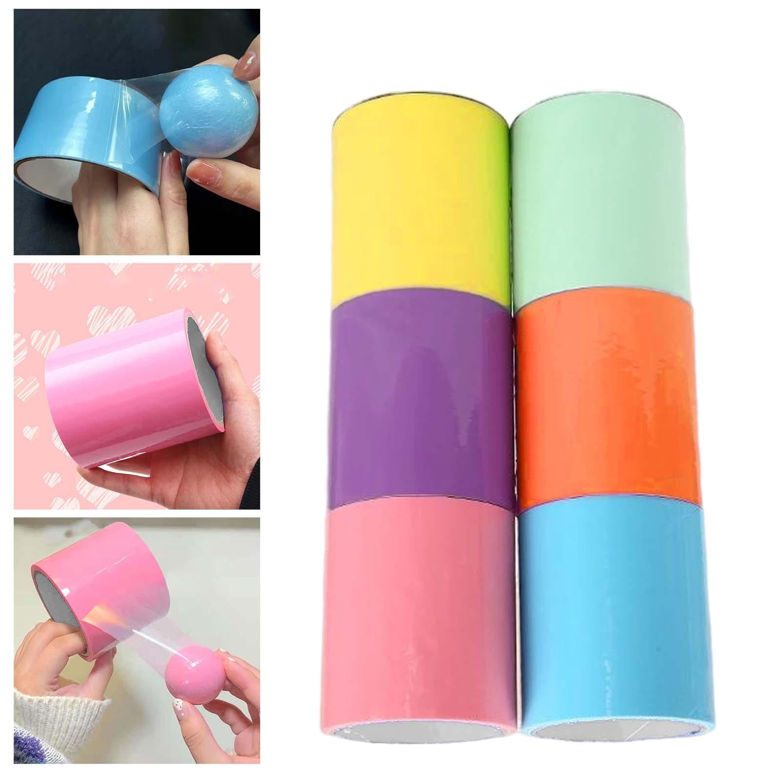 6Pcs Sticky Ball Tapes DIY Rainbow Sensory Toy 6 Colors 4 inch Wide for Kids