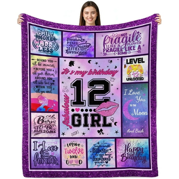XZYG Gifts for 12 Year Old Girl Blanket 12 Year Old Girl Gift Ideas 12th Birthday Gifts for Girls 12 Year Old Girl Gifts for Birthday 12th Birthday Decorations for Girls(30*40inch)
