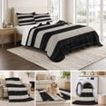 thumbnail image 6 of Twin Quilt Set 68''x86'', Black Cream Striped Lightweight Bedspread Coverlet Set with 2 Pillow Shams, Farmhouse Vintage Shabby Chic Wood Grain Breathable All Season Quilt Bedding for Dorm/Bedroom, 6 of 9