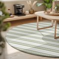 thumbnail image 3 of Round Area Rugs 3.3Ft, Boho Sage Green Stripe Non-Slip Washable Circle Rugs Carpet, Abstract Geometric White Minimalist Indoor Outdoor Rug Floor Mats Throw Runner for Bedroom Living Room Bathroom, 3 of 8