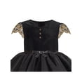 thumbnail image 4 of Girls Dress Velvet Gold Lace Vintage Gauze Skirt Big Bow Flare 6 Years, 4 of 5