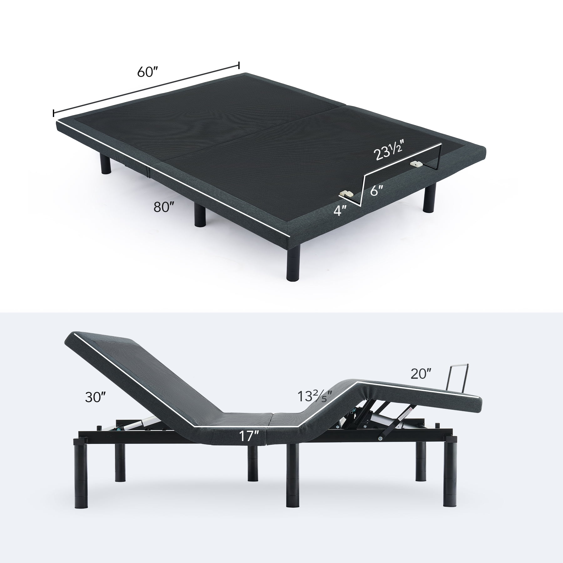 Vonluce Adjustable Queen Bed Base Frame with Remote, Massage, Incline, Lighting, More