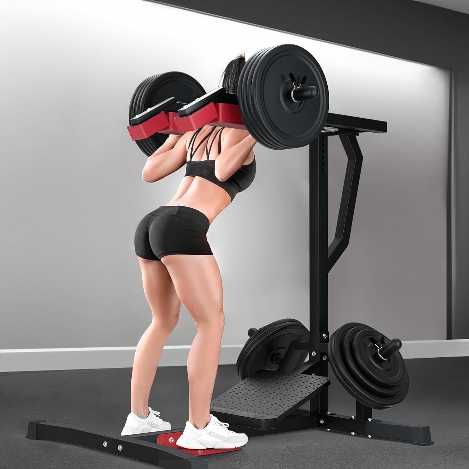 Reliancer Hack Squat Machine, Leverage Squat/Calf Machine, Leg Exercise/Press Machine, Weight Training Home Gym Equipment