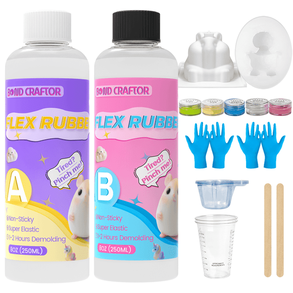 Bond Craftor 16oz Liquid Silicone for Squishy – 1:1 AB Ratio Soft Rubber Kit for Cat Paw Molds, DIY Toys