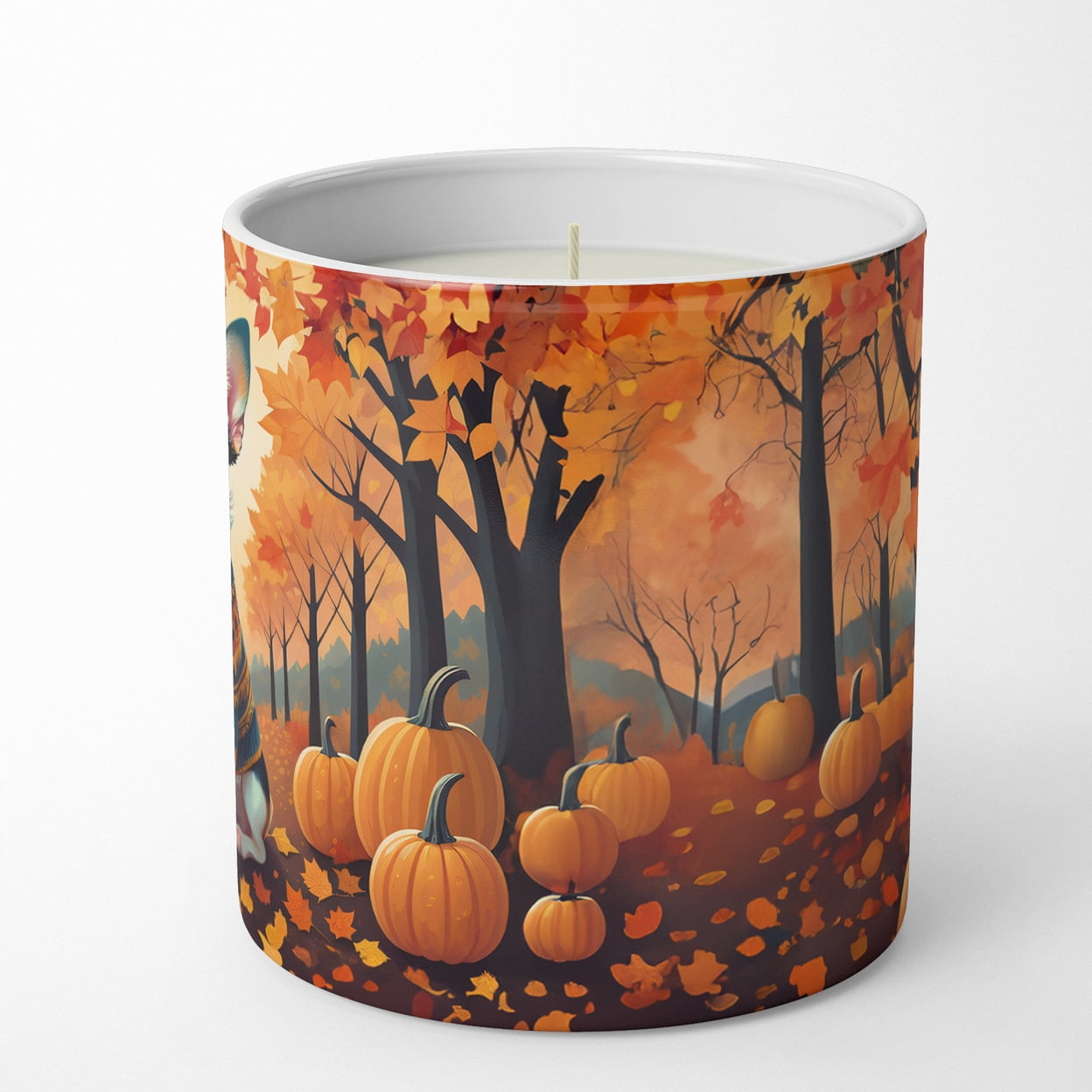 Tricolor Chihuahua Fall Decorative Soy Candle 3.25 in x 3.75 in