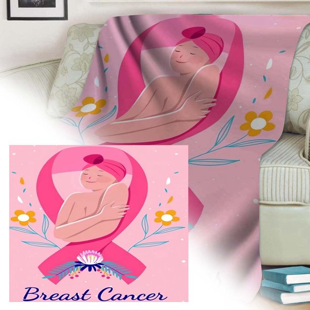 Envuélvete En: Manta Estampada De La Campaña Contra El Cáncer De Mama Para Concienciar Y Mostrar Solidaridad.