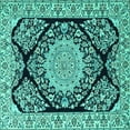 thumbnail image 1 of Ahgly Company Machine Washable Indoor Square Medallion Turquoise Blue Traditional Area Rugs, 8' Square, 1 of 4