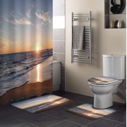 ZHANZZK Nautical 4 Piece Bathroom Set Shower Curtain Bath Rug Contour Mat and Toilet Lid Cover