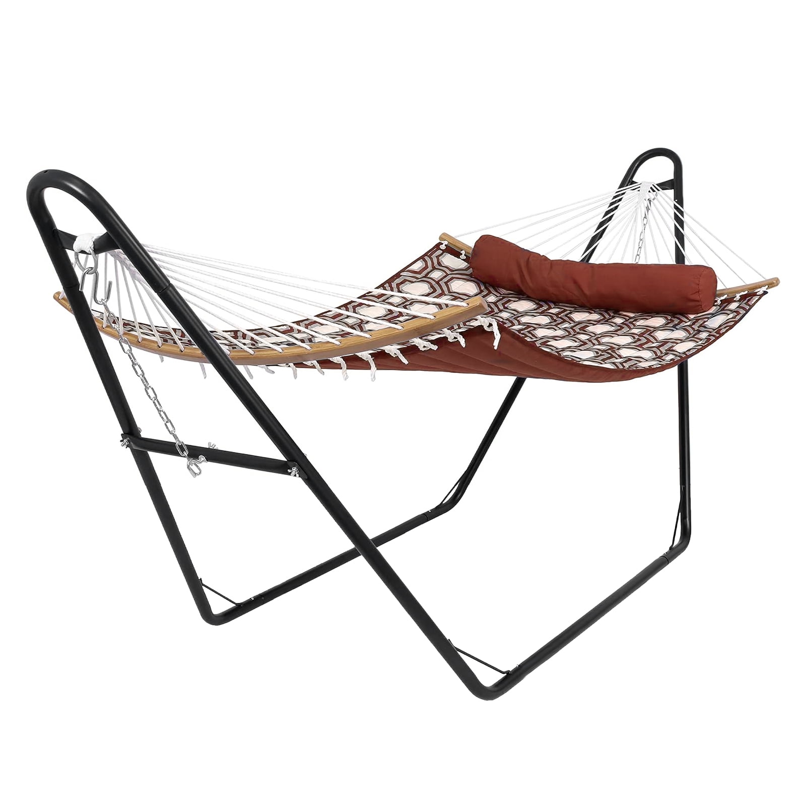 Universal 2 Person Hammock Stand, Heavy Duty Steel Hammock Stand 550 lbs Capacity, Fits 9 to 14 Foot Hammocks for Outdoor Indoor Adjustable Portable Hammock Stand with Chain, Hook, and Carrying Bag