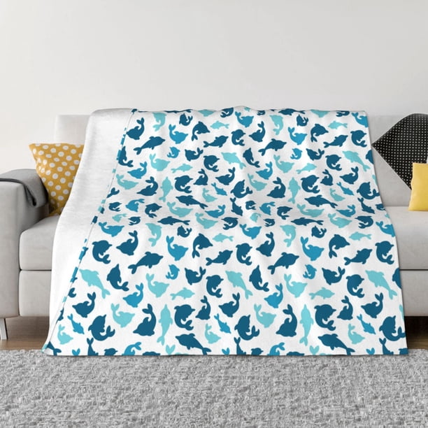 Balery Cute Shark Manta de Franela con Dibujo, Lujo Ultra Suave y Cálido, Antipelusa y Resistente a las Arrugas para Cama, Sofá, Camping -40"x30"