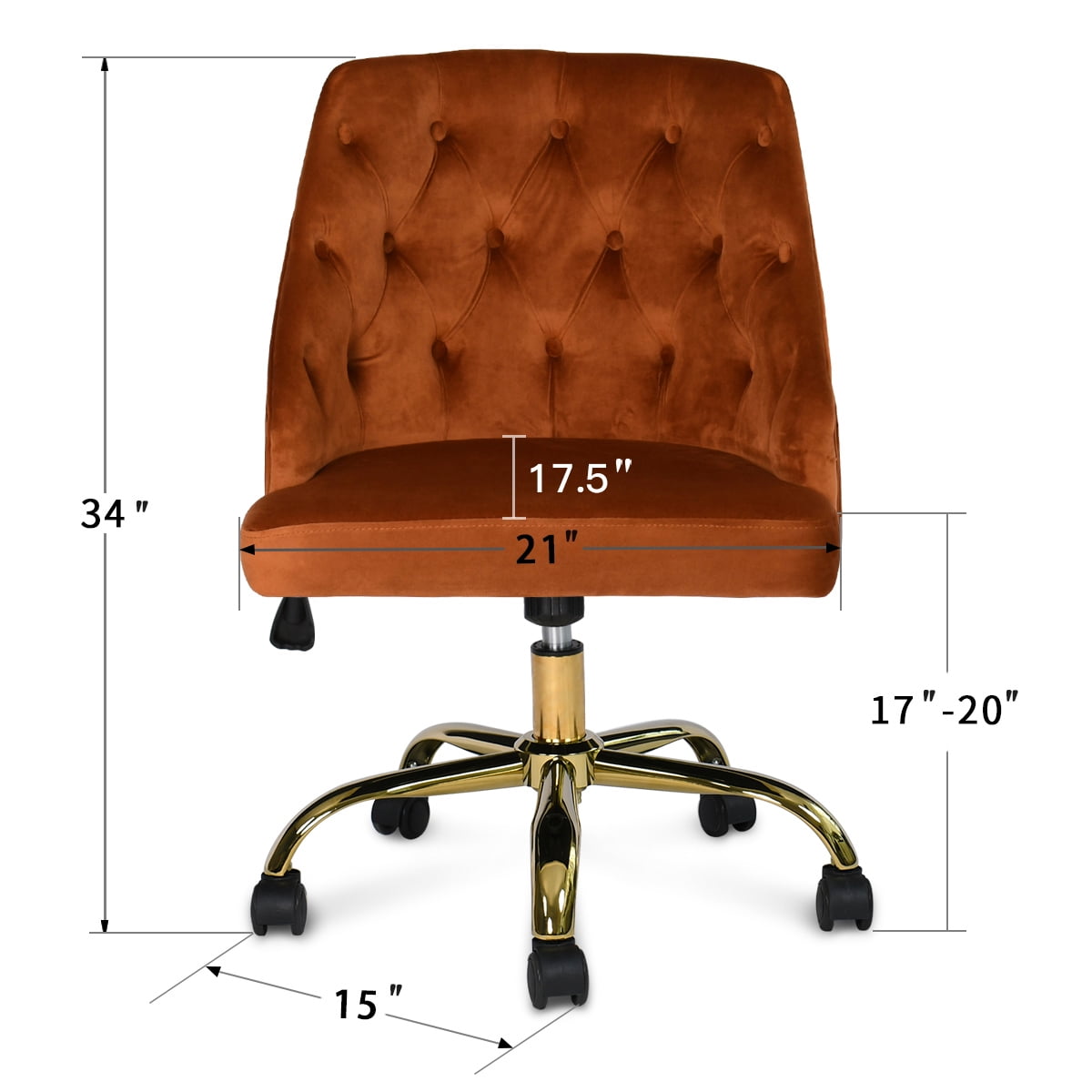 Kepooman High-Back Executive Office Computer Desk Chair, Velvet with Adjustable Height for Home Office/ Study/ Girls' Bedroom- Brown Kepooman High-Back Executive Office Computer Desk Chair, Velvet with Adjustable Height for Home Office/ Study/ Girls' Bedroom- Brown