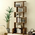thumbnail image 2 of Costway Bookshelf with Cabinet 6-Tier S-Shaped Bookcase Storage Rack Rustic Brown, 2 of 10