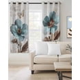 thumbnail image 3 of Blackout Curtains for Bedroom, Vintage Flowers Room Darkening Window Drapes for Living Room, Teal Blue Floral Nature Butterfly Thermal Insulated Grommet Curtains, 42x84 inch, 2 Panels, 3 of 9