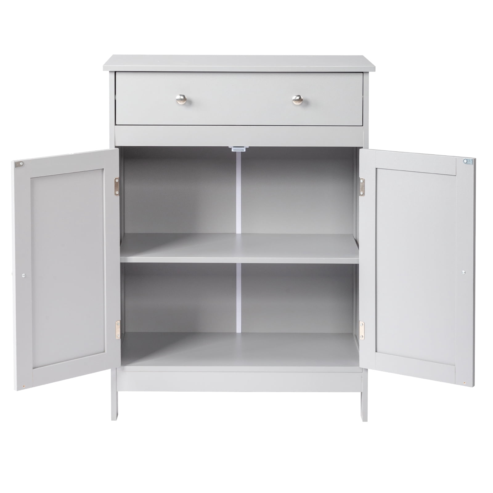 Ktaxon Bathroom Floor Cabinet, Freestanding Storage Cupboard w/ Drawer and 2 Doors, MDF Gray