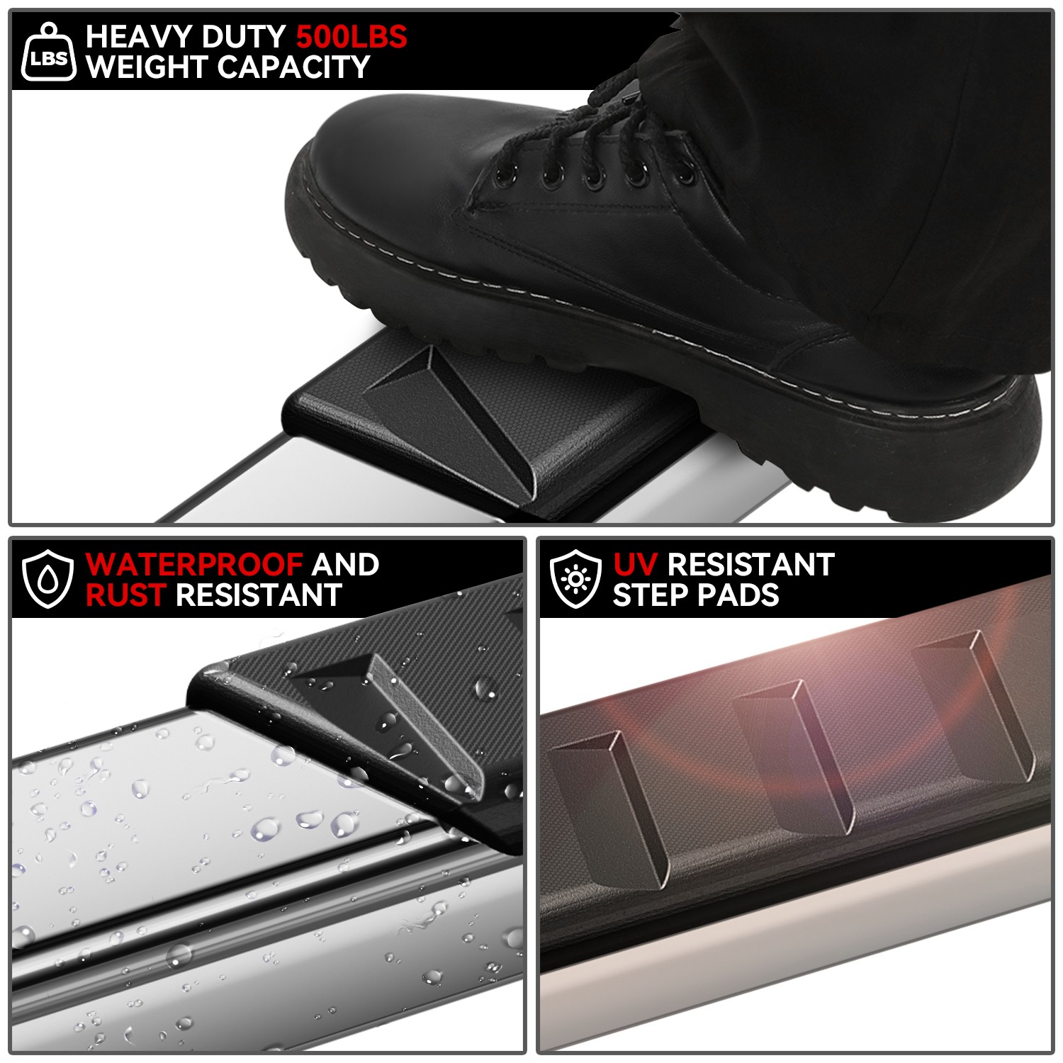 DNA Motoring For 07-19 Chevy Silverado GMC Sierra Crew Cab 5" Side Step Nerf Bar Running Boards