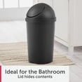thumbnail image 6 of (2 pack) Sterilite Bathroom Trash Can, 3 Gallon Small Plastic Garbage Bucket Bin with Swing Top Lid, Black, 6 of 10