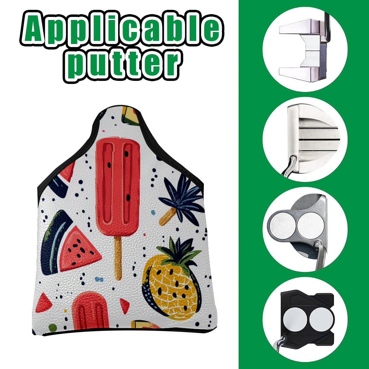 Golf Mallet Putter Cover Premium Leather Waterproof Golf Putter Head Cover with Magnetic Closure Summer Coolness