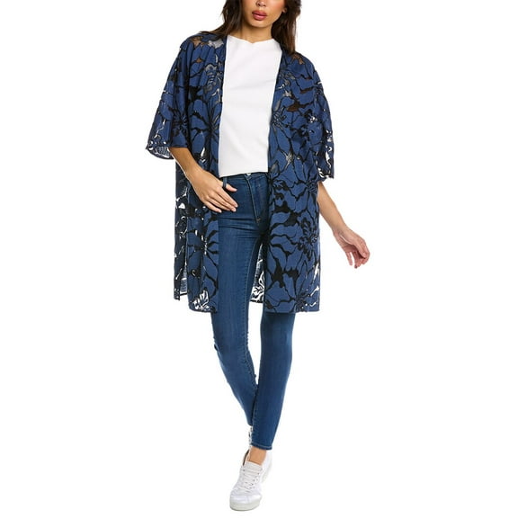 Anne Klein womens Oversized Sheer Cardigan, XXS/XS, Blue