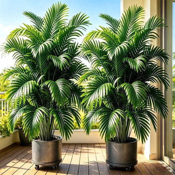 Artificial Areca Palm 2 Pack - 35.5 inch Faux Tropical Palm Tree, Realistic Lush Green Leaves, No Pot Included, for Indoor and Outdoor Home Office Decor