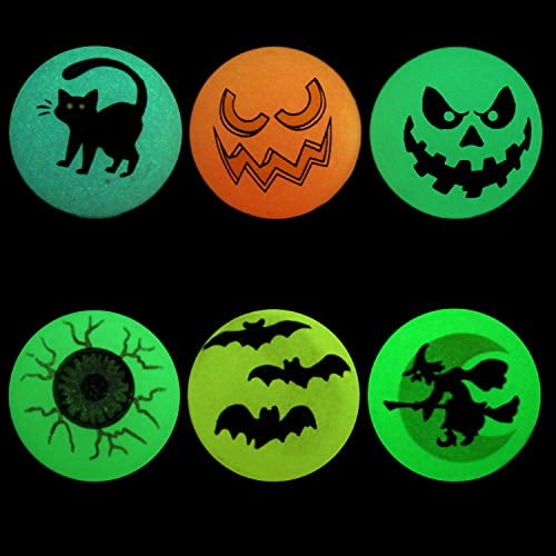 6 Halloween Theme Designs JOYIN 72 Glow in The Dark Bouncing Balls 1.25” for Halloween Bouncy Party Favor Supplies Trick or Treating Goodie School Classroom Game Rewards