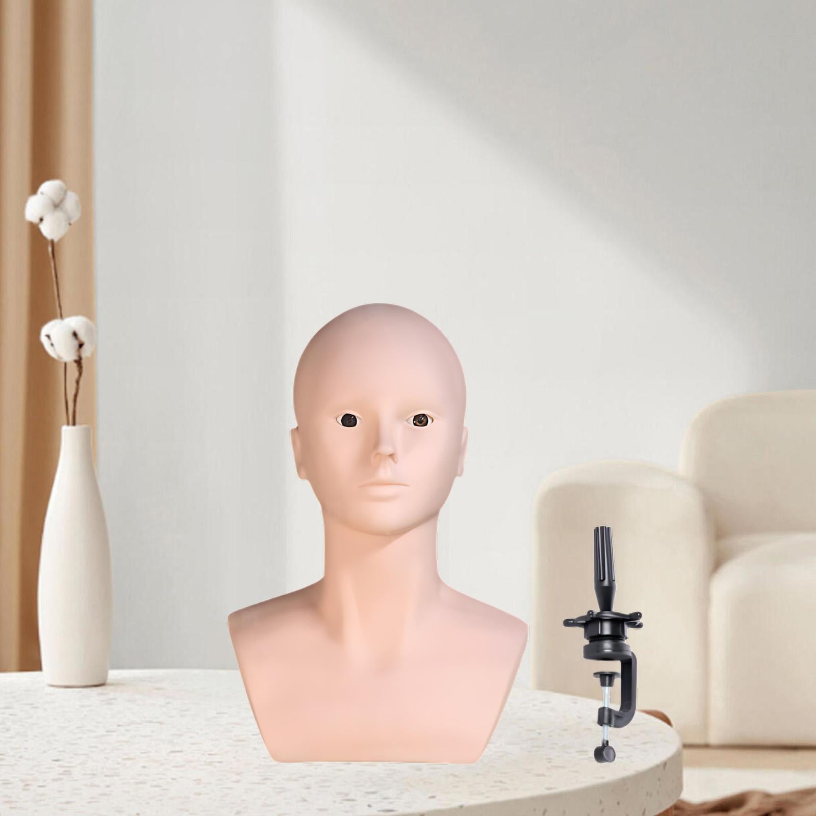 EHJRE Mannequin Bald Head,Wig Stand,Sturdy,Makeup Training Head,Professional,Lightweight Display Wig Display Head Manikin Head , with holder