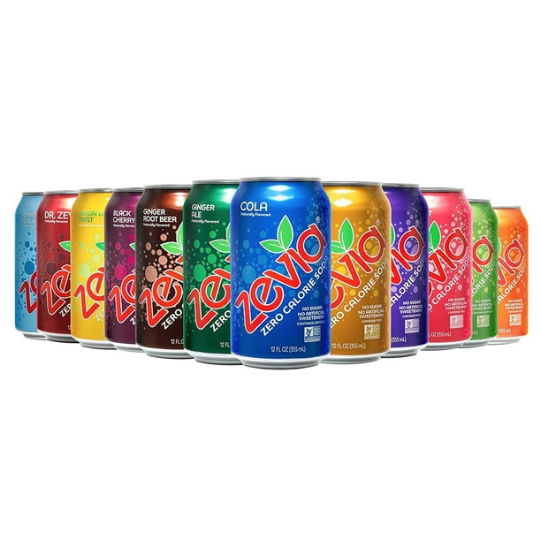 Zevia Zero Calorie Soda, Rainbow Variety Pack, Naturally Sweetened Soda
